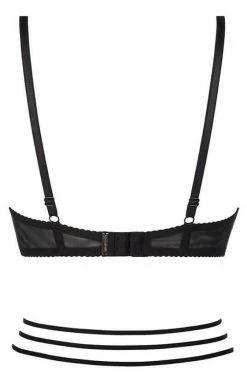 COAXcopenhagen2 Black Wet Look Shelf Bra With Harness - TITILLATING LINGERIE