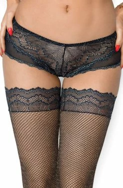 COAXcopenhagen2 Black Cut-out Brief Panty With Silver Shimmer - TENDERNESS