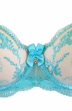 COAXcopenhagen.com Turquoise Bra With Embroidery - Sheer Serenity