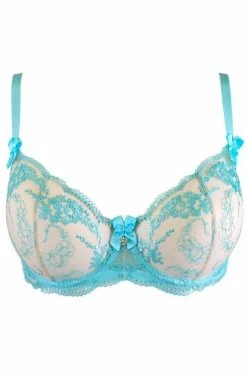 COAXcopenhagen.com Turquoise Bra With Embroidery - Sheer Serenity