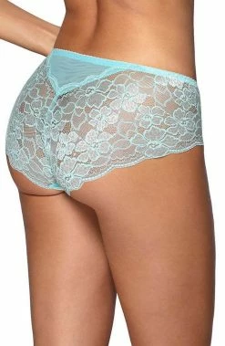 COAXcopenhagen.com Turquoise Brief Panty With Embroidery - Sheer Serenity LINGERIE