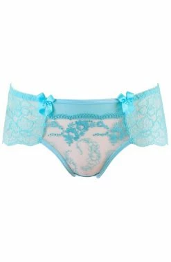 COAXcopenhagen.com Turquoise Brief Panty With Embroidery - Sheer Serenity LINGERIE