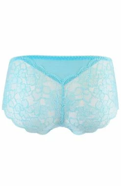 COAXcopenhagen.com Turquoise Brief Panty With Embroidery - Sheer Serenity LINGERIE