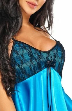COAXcopenhagen.com Turquoise Satin Nightie - Julie LINGERIE