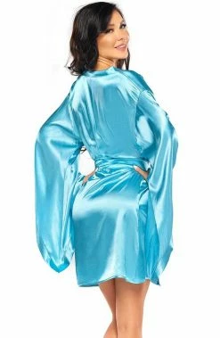 COAXcopenhagen.com LINGERIE Turquoise Satin Robe - Sara