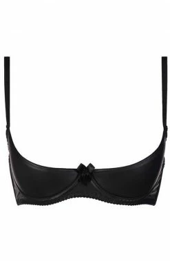 COAXcopenhagen2 LINGERIE Black Wet Look Shelf Bra - VOLUPTUOUS