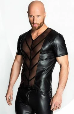 COAXcopenhagen2 Wet Look T-shirt With V Front - My Will The COAX Fetish