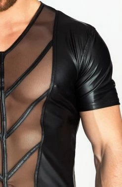 COAXcopenhagen2 Wet Look T-shirt With V Front - My Will The COAX Fetish