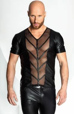 COAXcopenhagen2 Wet Look T-shirt With V Front - My Will The COAX Fetish