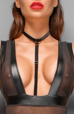COAXcopenhagen2 Wet Look Bodysuit With Choker - On My Time