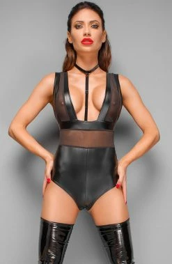 COAXcopenhagen2 Wet Look Bodysuit With Choker - On My Time