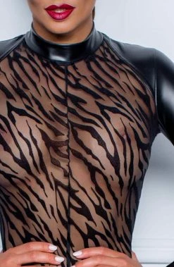 COAXcopenhagen.com The COAX Fetish Wet Look Catsuit With Flock Tiger Print - Passenger