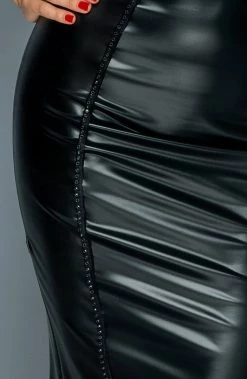 COAXcopenhagen.com The COAX Fetish Wet Look Pencil Dress Embellished With Stones - Coquette