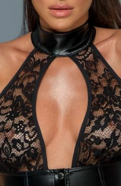 COAXcopenhagen.com Lace & Wet Look Dress - Hit'Em Up Style