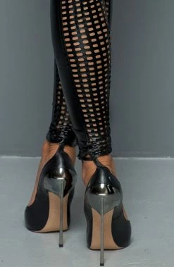 COAXcopenhagen.com Laser Cut Wet Look Leggings With 2-way Zip - Zero Integrity