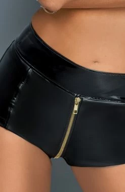 COAXcopenhagen.com Wet Look Shorts With 2-way Zip - ICONOLOGY The COAX Fetish