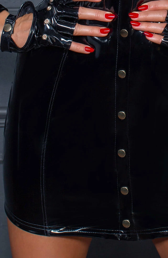 COAXcopenhagen.com Button-up Long Sleeve PVC Dress - Womanizer The COAX Fetish