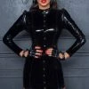 COAXcopenhagen.com Button-up Long Sleeve PVC Dress - Womanizer The COAX Fetish